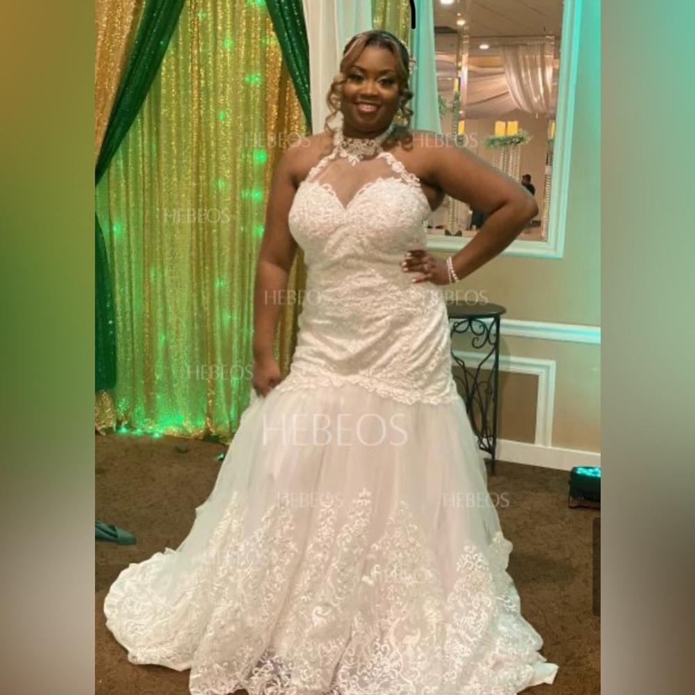 Trumpet/Mermaid Tulle Lace Halter Sleeveless Sweep/Brush Train Wedding Dresses